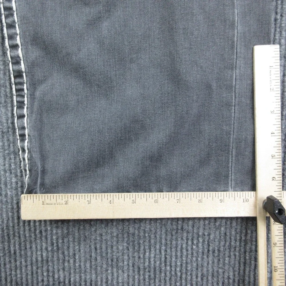 True Religion Jeans Mens 36 Black Vinny Super T Flap Wide-Leg Relaxed 37x31*